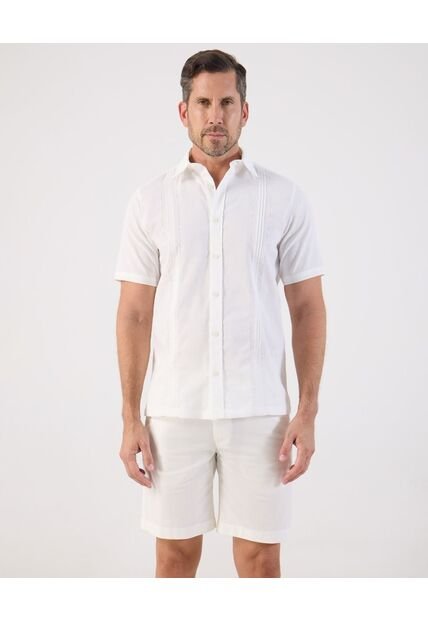 Camisa Guayabera Manga Corta   Para Hombre Blanco Patprimo