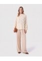 Blusa Encaje Manga Volante   Para Mujer Beige Patprimo de Patprimo
