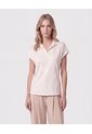 Blusa Cuello Camisero Corta   Para Mujer Beige Patprimo de Patprimo