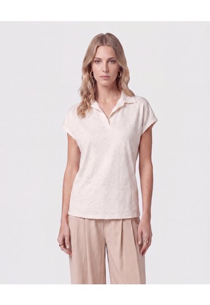 Blusa Cuello Camisero Corta   Para Mujer Beige Patprimo