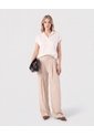Blusa Cuello Camisero Corta   Para Mujer Beige Patprimo de Patprimo