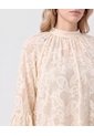 Blusa Encaje Manga Volante   Para Mujer Beige Patprimo de Patprimo