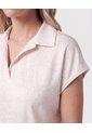 Blusa Cuello Camisero Corta   Para Mujer Beige Patprimo de Patprimo