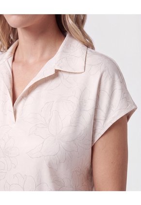 Blusa Cuello Camisero Corta Para Mujer Beige Patprimo