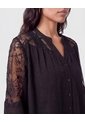 Blusa Con Mangas De Encaje   Para Mujer Negro Patprimo de Patprimo