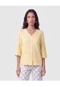 Blusa Bordada Con Botones   Para Mujer Amarillo Patprimo de Patprimo