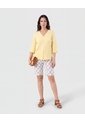 Blusa Bordada Con Botones   Para Mujer Amarillo Patprimo de Patprimo