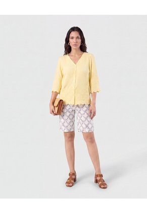 Blusa Bordada Con Botones   Para Mujer Amarillo Patprimo