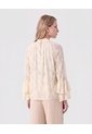 Blusa Encaje Manga Volante   Para Mujer Beige Patprimo de Patprimo