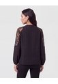 Blusa Con Mangas De Encaje   Para Mujer Negro Patprimo de Patprimo