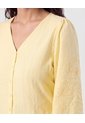 Blusa Bordada Con Botones   Para Mujer Amarillo Patprimo de Patprimo