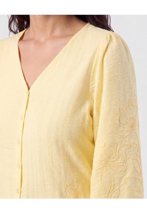 Blusa Bordada Con Botones   Para Mujer Amarillo Patprimo