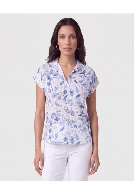 Blusa Camisera Manga Corta   Para Mujer Azul Patprimo
