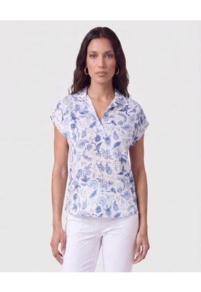 Blusa Camisera Manga Corta Para Mujer Azul Patprimo