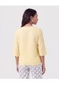 Blusa Bordada Con Botones   Para Mujer Amarillo Patprimo de Patprimo