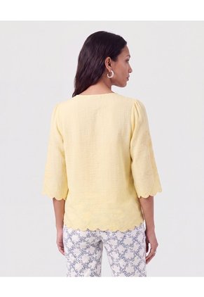 Blusa Bordada Con Botones   Para Mujer Amarillo Patprimo