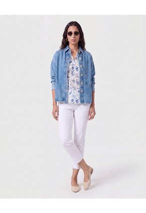 Blusa Camisera Manga Corta Para Mujer Azul Patprimo