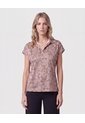 Blusa Cuello Camisero Manga Corta   Para Mujer Café Patprimo de Patprimo