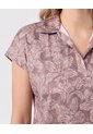 Blusa Cuello Camisero Manga Corta   Para Mujer Café Patprimo de Patprimo