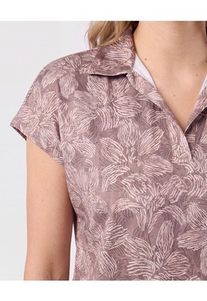 Blusa Cuello Camisero Manga Corta   Para Mujer Café Patprimo