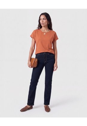 Blusa Manga Con Dobladillo   Para Mujer Naranja Patprimo