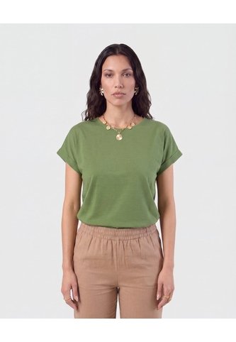Blusa Manga Con Dobladillo   Para Mujer Verde Patprimo Patprimo