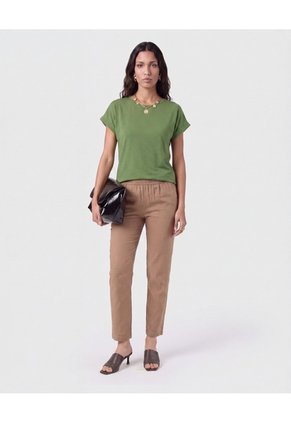 Blusa Manga Con Dobladillo   Para Mujer Verde Patprimo