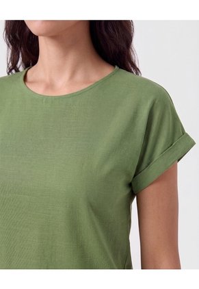 Blusa Manga Con Dobladillo   Para Mujer Verde Patprimo