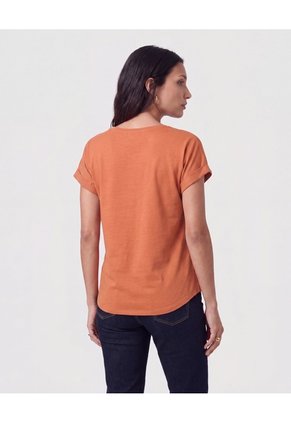 Blusa Manga Con Dobladillo   Para Mujer Naranja Patprimo
