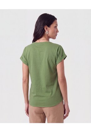 Blusa Manga Con Dobladillo   Para Mujer Verde Patprimo