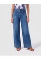 Jeans Bota Ancha Con Trenzado   Para Mujer Azul Patprimo de Patprimo