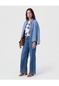 Jeans Bota Ancha Con Trenzado   Para Mujer Azul Patprimo de Patprimo