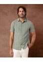 Camisa De Manga Corta Texturizada   Para Hombre Verde Patprimo de Patprimo