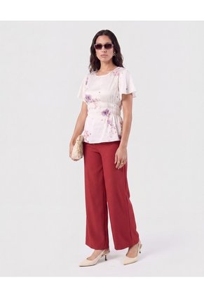 Blusa Con Cintura Elástica   Para Mujer Crema Patprimo