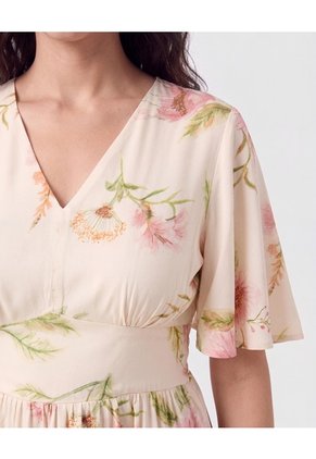 Vestido Cruzado Con Lazo Para Mujer Crema Patprimo