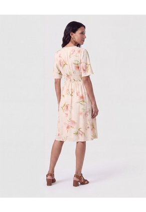 Vestido Cruzado Con Lazo Para Mujer Crema Patprimo