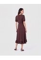 Vestido Cruzado Con Volantes   Para Mujer Café Patprimo de Patprimo
