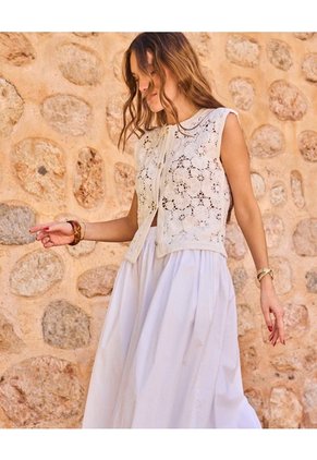 Chaleco Tejido En Crochet Para Mujer Blanco Patprimo