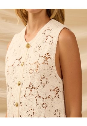 Chaleco Tejido En Crochet Para Mujer Blanco Patprimo
