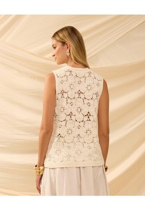 Chaleco Tejido En Crochet Para Mujer Blanco Patprimo