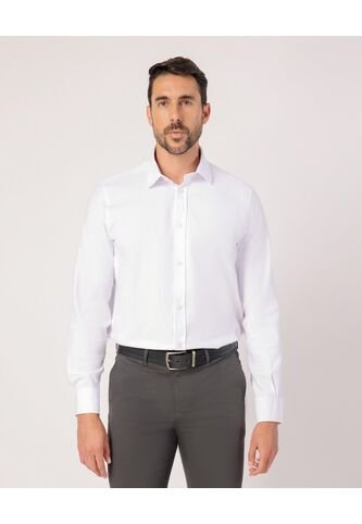 Camisa Manga Larga Unicolor   Para Hombre Blanco Patprimo Patprimo
