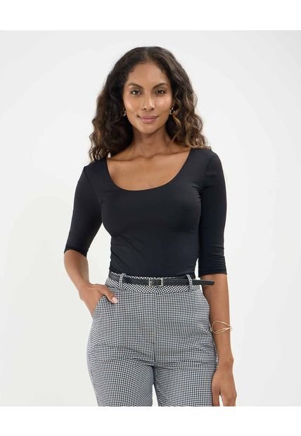 Camiseta Para Mujer Manga 3/4 Cuello Redondo Color Negro Marca Patprimo #30093708