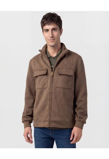 Chaqueta Con Bolsillos De Tapa   Para Hombre Café Patprimo
