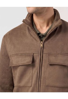 Chaqueta Con Bolsillos De Tapa   Para Hombre Café Patprimo