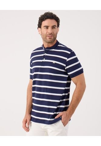 Polo Cuello Mao A Rayas   Para Hombre Azul Patprimo Patprimo
