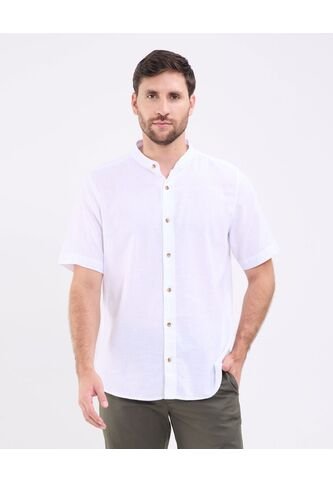 Camisa Manga Corta Unicolor   Para Hombre Blanco Patprimo Patprimo