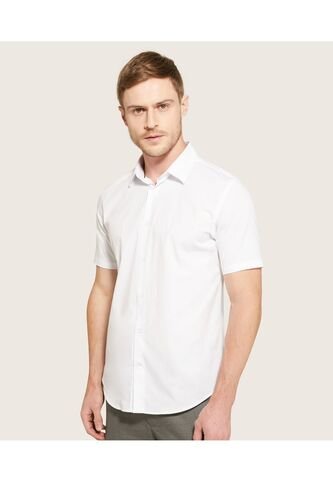 Camisa Manga Corta Con Cuello Camisero Blanco  Para Hombre Blanco Patprimo Patprimo