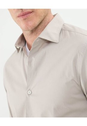 Camisa Para Hombre Manga Larga Sin Bolsillo Cuello Italiano Color Beige Marca Patprimo #44013102