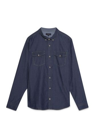 Camisa Para Hombre Manga Larga Con Bolsillo Color Azul  Marca Patprimo #44012762 Patprimo