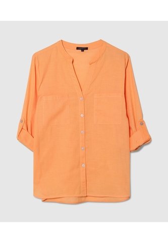 Blusa  Manga Larga Con Bolsillo Unicolor  Para Mujer Naranja Patprimo Patprimo